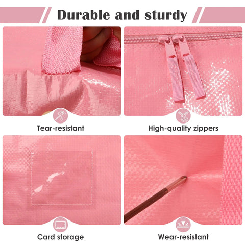 Extra Large Six Pack Moving Bags With Hella Roomy 93 Liter Build Smooth Glide Side Zippers Heavy Duty Waterproof Foldable Storage Totes For College Dorm Stashes And Home Organization Pink