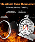 Professional Two Pack Oven Thermometer With 100 To 600 Fahrenheit Range No Holes No Discoloration Easy Clean No Fuss 2.5 Inch Dial