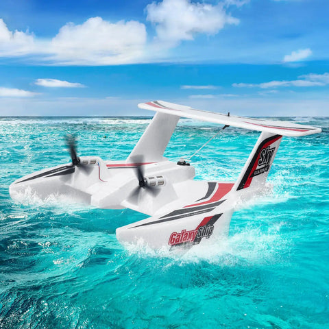 2.4GHz 3Ch RC Airplane Amphibious Ready To Fly With 6 Axis Gyro Stabilizer And Dual Batteries, over ocean waves