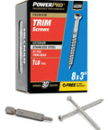 Premium 305 Stainless Steel Trim Screws No Pre Drill Star Drive No 8 X 3 Inch 1 Lb Box with screws and T15 bit