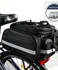 Cool Quick Access Cycling Frame Bag For E-Bike And Mountain Bike With Sleek Wedge Shape To Carry Small Essentials On Your Ride Smoothly Today. black nylon 1.2L bike frame bag with side zipper, reflective strip, and rain cover attached