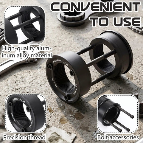 American To European Bottom Bracket Adapter Kit Black Metal BB Conversion for bike builds and crank swaps, showing components.