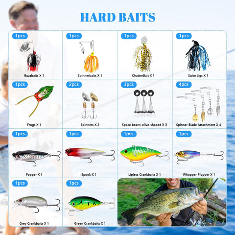 Catch More Bass With This 322 Piece Bass Fishing Lures Kit Tackle Box Included Includes Soft Baits Hooks Weights Buzz Baits Spinner Baits Jigs Frogs For Freshwater Anglers Gift For Men