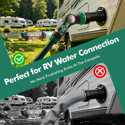 Beefy Heavy Duty Metal Water Hose Elbow Connector With 360 Degree Swivel Inlet And 180 Degree Swivel Outlet, Flexible Angled Hose Fitting For Tight Spaces And Hard-To-Reach Faucets, RV hose connection