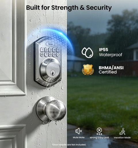 Hassle Free Keyless Entry Deadbolt With Electronic Keypad Lock In Satin Nickel Boasting 20 Unique Passcodes And Smart Auto Locking For Easy Peasy Access And Top Notch Residential Security