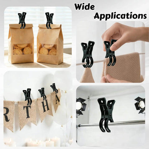 Big Party Balloon Arch Clips Set With 50 Premium Long Clear Latex Balloons To Make Your Birthday Or Wedding Look Totally Awesome And Professional Without Breaking The Bank For Any Home Decor Shindig. black clips on bags, banners, and rod