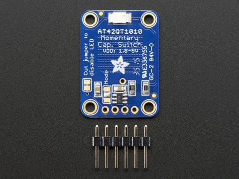 Capacitive Touch Sensor Breakout Module, Momentary Switch Action, No Microcontroller Needed, 1.8V to 5.5V Power, Compact 20mm By 28mm Board, Assembled And Tested For Quick Prototyping And Easy Plug And Play Touch Projects on black background