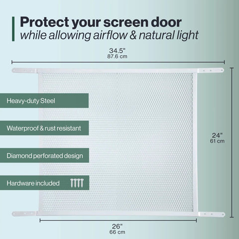 Adjustable Door Grille For 30 To 36 Inch Doors No Fuss Easy Install White Finish with dimensions and features