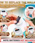 Battery Powered Foot Callus Remover for Dead Skin Exfoliation tool showing roller replacement instructions