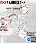 Stainless Exhaust V Band Clamp Set Of 3 For 3 Inch Turbo Systems, Heavy Duty Stainless Steel, Universal Fit, Plug And Play Install