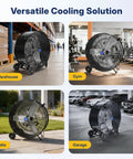 Beast Mode High Velocity 42 Inch Drum Fan in warehouse, gym, patio, garage; 1/2 HP, durable aluminum blades, UL listed.