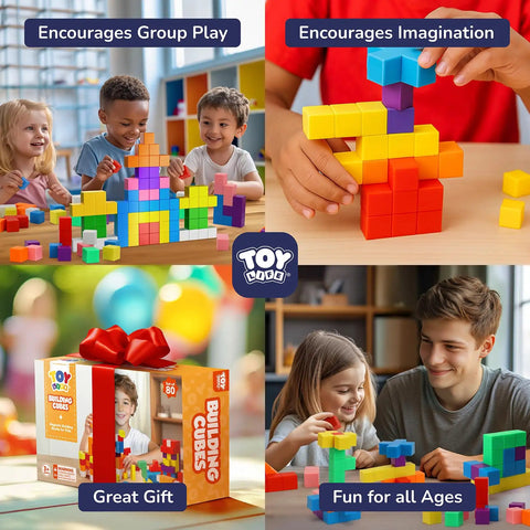 80 Piece Magnetic Blocks STEM Set For Kids Ages 3 To 8 Build Big 3D Towers Animals And Vehicles Boost Spatial Reasoning Fine Motor Skills Color Recognition And Hands On Guided STEM Play, kids building colorful magnetic cubes