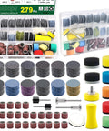 All in One Must Have 279 Piece 1 Inch Sanding Discs And Drum Set With Hook And Loop Pads 60 To 10000 Grit Kit Displayed
