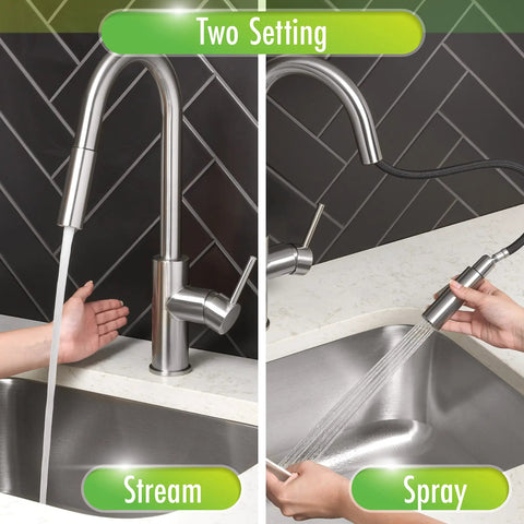 Touchless Kitchen Faucet With Pull Down Sprayer Motion Sensor High Arc Spout Switchable Stream And Spray One Point Eight GPM