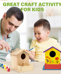 DIY Wooden Bird House Kit For Kids Ages 4 And Up Build And Paint Craft Set With Pre Drilled Pieces Includes Paints And Brushes, Easy To Follow Instructions For Creative Family Fun, father and child painting wooden birdhouses