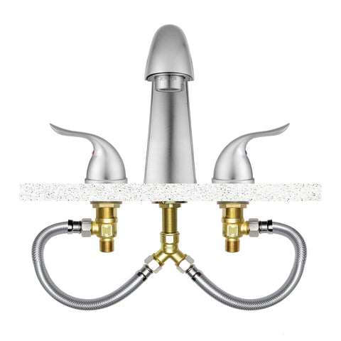 Treviso Widespread Roman Tub Faucet In Brushed Satin Nickel With Winged Two Lever Handles For Easy Temps And Water Pressure Control