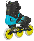 Elite Alpha 110mm 3 Wheel Inline Skates For Recreational Fitness With Lightweight Aluminum Frame Quick Change Axles Bevo Bearings 110mm 85a Racing Wheels Dual Buckle Secure Fit Comfort Weave Liner V1 side view