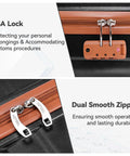 3 Piece Travel Luggage Set With Lightweight Hardshell Suitcases showing TSA lock and dual smooth zipper details