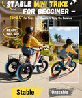 Kid Friendly 3 Wheel Electric Trike With Fat 16x3.0 Tires Folding Frame 378Wh Battery 500W Peak Motor Step Thru Design Safe 12.5 MPH For Beginners Ages 6 Plus Purple, child riding