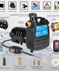 KITLUCK 120V 1/2 HP 1500GPH Cast Iron Portable Electric Water Transfer Pump with ON/OFF Switch and Brass Connectors