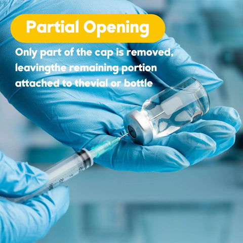 10mL Injection Vials With Self Healing Port And Sealed Cap Clear Glass With Transparent Design For Easy Visual Checks Secure Seal No Fuss Spill Proof For Multi Use Sampling, partial opening shown