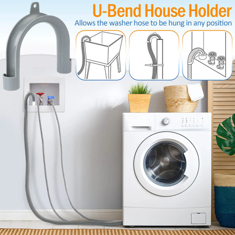 U Bend holder for 6.8 Feet Washing Machine Drain Hose Extension Kit with Extension Adapter and Two Stainless Steel Clamps