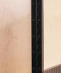 2 Pack Heavy Duty Piano Hinges Black Iron Long Hinges With Screws For Wood Furniture And Kitchen Cabinets, side view on door