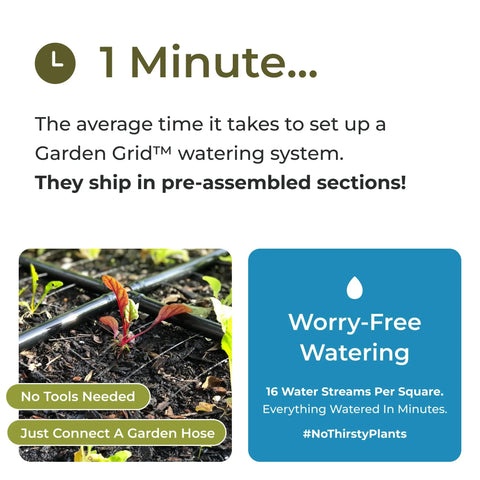 Effortless Garden Irrigation Grid System For Beds That Water Every Plant In Minutes Preassembled And Ready To Use With A Standard Garden Hose
