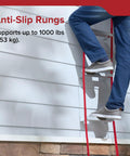 Anti-slip rungs on the Emergency Home Fire Escape Ladder Rope 3 Story Extendable To 25 Feet with person climbing