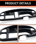 Black plastic dash bezel cover for 1998–2002 Dodge Ram dashboard cluster with vents (front view)
