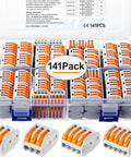 141 Piece Lever Wire Connectors Kit for solid, stranded and flexible wires 28 12 AWG orange, in clear storage box