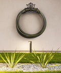 Brown Heavy Duty Cast Iron Outdoor Garden Hose Hanger With Wall Mount Water Hose Holder Reel Vintage Scrollwork Design