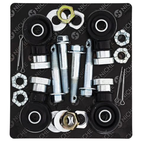 Polaris Tie Rods With End Kit Beefed Up For Sportsman 570 800 Scrambler 400 Trail Boss 250 End Link Set OEM Compatible 7061139 7061138 5134242 And Other OEM Numbers, black end-link kit with rods, nuts, and cotter pins