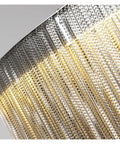 Close-up of Modern LED Tassel Pendant Lights Aluminum Chain Chandeliers showing intricate tassel design and aluminum finish.