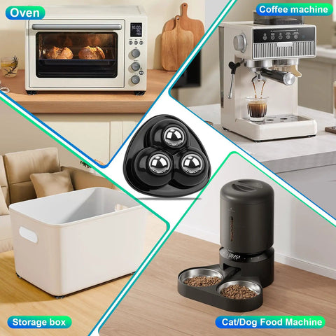 10 Piece Self Adhesive Appliance Casters With 360 Degree Slick Swivel Rollers on kitchen appliances like coffee machine and oven.