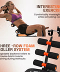Woman exercising on Ab Workout Bench For Home Gym Adjustable Sit Up Chair with three-row foam roller system for core activation