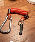 RV Breakaway Cable with Transparent Jacket, heavy duty 4.0mm core, 1.5mm steel wire lanyard on wooden table