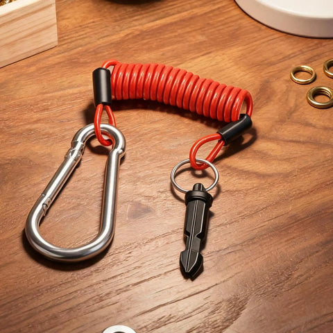 Heavy Duty Trailer Breakaway Cable With Pin And Buckle Kit For Safe Towing And Quick Brake Activation, clear red jacket