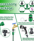Accessory package for Retractable 50 Ft Garden Hose Reel With Half Inch Hose And 10 Pattern Nozzle, adapters and connectors.