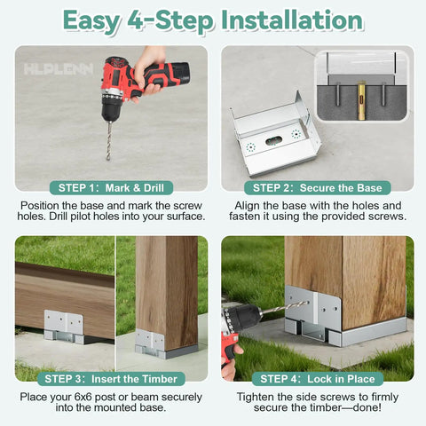 6x6 Post Base for Concrete Pack of 10 With 1 Inch Standoff Galvanized Steel Post Anchor and Pergola Bracket Kit for 5.5x5.5 Wood Posts Ideal for Deck Gazebo Porch Patio
