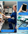 Man working with equipment, phone for signal shielding, and close-up of LCD monitor use, Triple Pack Conductive Fabric Tape For Shielding