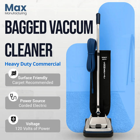 Heavy Duty 12 Inch Commercial Vacuum Cleaner With Shake Out Bag For Carpets And Hard Floors Features Lightweight Chrome Hood And Auto Height Adjustment High Speed Brush Roll That Slams Dirt Like A Boss Perfect For Busy Shops And Offices
