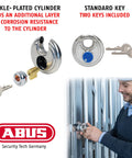 Diskus Storage Padlock Seventy Millimeter Wide With Two Keys For Outdoor And Marine Use Keyed Alike 0113 displayed with user.