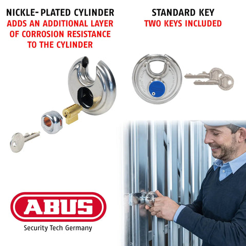 Diskus Storage Padlock Seventy Millimeter Wide With Two Keys For Outdoor And Marine Use Keyed Alike 0113 displayed with user.