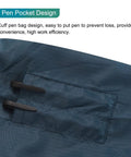 Top Shelf ESD Anti Static Lab Coat For Men And Women Unisex Work Jacket With Conductive Fibers Navy Blue showing pen pocket design.