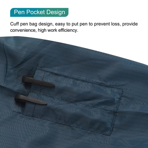 Top Shelf ESD Anti Static Lab Coat For Men And Women Unisex Work Jacket With Conductive Fibers Navy Blue showing pen pocket design.