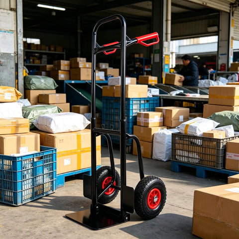 Beast Mode Heavy Duty Foldable Platform Trolley With Double Handles And 10 Inch Rubber Wheels, 330 Lb Load Capacity, Collapsible Moving Cart For Warehouse, Garden, Grocery, Indoor And Outdoor Use, black steel frame