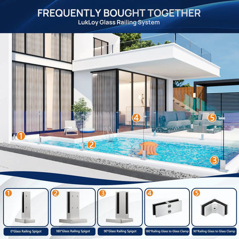 Glass To Glass Clamp Set Stainless Steel 304 Brushed Finish Bracket For Glass Balustrade Railing And Pool Fence Display
