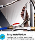 Flexible Magnesium Anode Rod for Water Heaters, 42 Inch Length, Three Quarter Inch by Three Inch NPT Stainless Steel Nipple installation