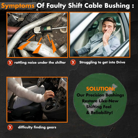 Symptoms of faulty shift cable bushing; Transmission Shifter Cable Bushing With Cap For Precise Smooth Shifting And Quiet Operation In Cars And Trucks Durable BeefedUp Direct Fit Replacement Part KV6Z 7K340 A